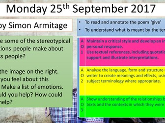 Poetry and Dramatic Monologue Lessons on the theme of Homelessness