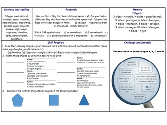 Properties of Shapes Homework