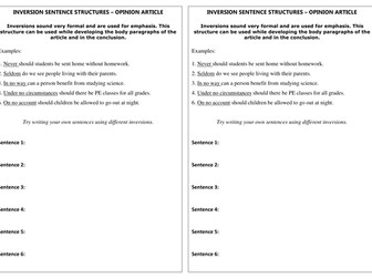 Inversion Sentence Structures - English as a Second Language