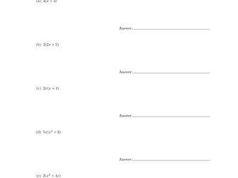 Expanding Brackets Worksheet