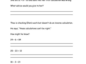 Y2 Reasoning about addition and subtraction activities based on White Rose