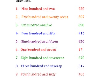 Comparing numbers MASTERY Year 3