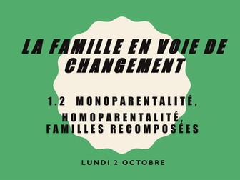 French A-Level Monoparentalité, Homoparentalité, Famille Recomposée