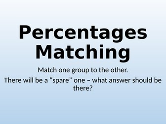 Percentages Matching