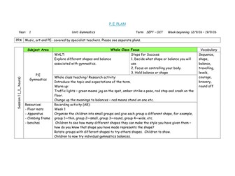 KS1 Gymnastics lessons - 8 lessons