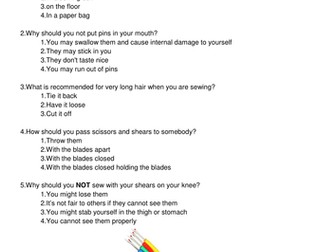 Sewing Room Safety Quiz