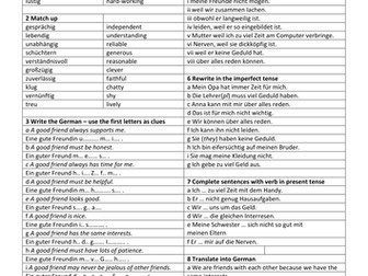 Beziehungen  Higher GCSE German vocabulary revision - Relationships