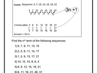 Finding nth term of linear sequence - questions with explanation