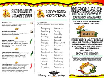 Takeaway Homework for Resistant Materials KS3 D&T