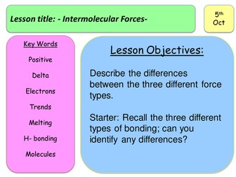 Level 3 BTEC - Intermolecular Forces