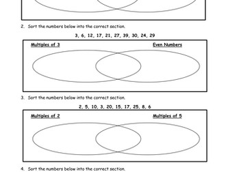 Multiples and factors worksheets