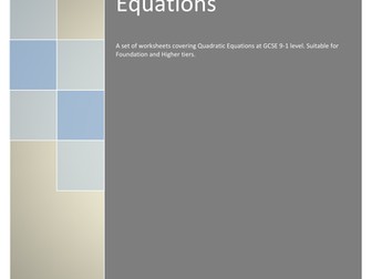 Quadratic Equations Worksheet Pack