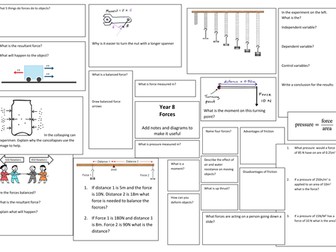 Forces revision mat from KS3