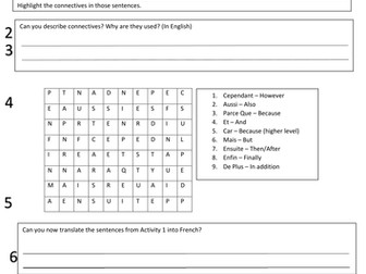 Connectives worksheet
