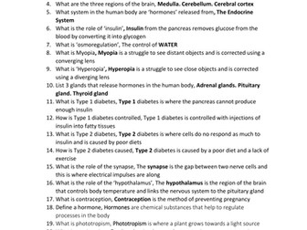 Homeostasis and Response Questions - Quiz, Quiz and Trade