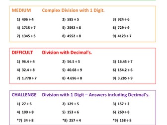 Division - Bus Stop Method - Differentiation