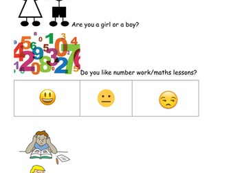 Start of Year Maths Pupil Voice Questionnaire for EYFS and YEAR 1