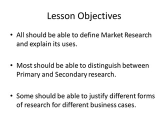 Market Research GCSE Lesson