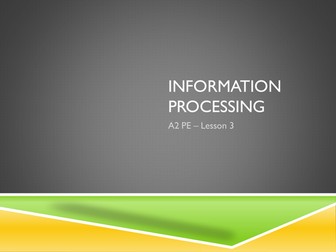 A-Level PE Information Processing Lesson 3