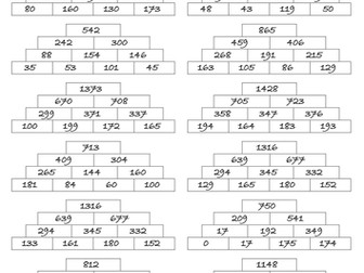 Y5 inverse (addition/subtraction) pyramids with missing numbers - labels/stickers