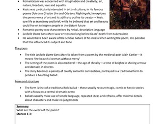 La Belle Dame Sans Merci - worksheets