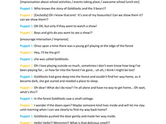 Goldilocks Puppet Show Script