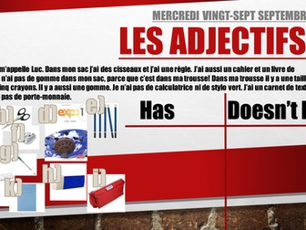 Year 7 French adjectival agreement lesson