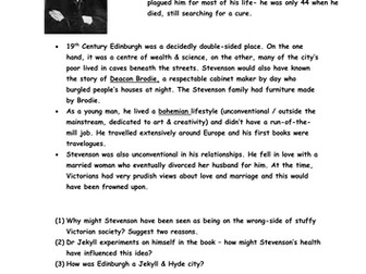 Jekyll & Hyde Context Worksheets