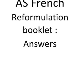 Answers for the reformulation booklet