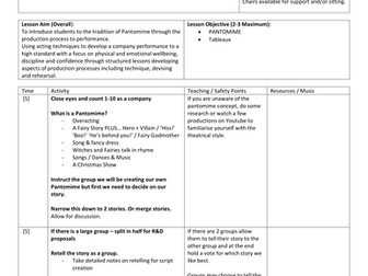 Create a Pantomime in 6x30 minute lessons from Production to performance