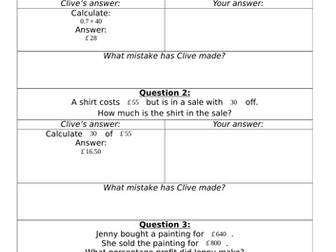 Clumsy Clive On Percentages