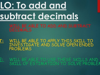 Adding and subtract decimals