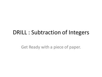 Subtraction of Integers - DRILL