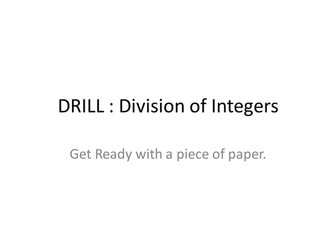 Division of Integers - DRILL