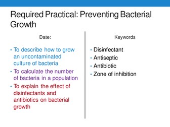 New 9-1 GCSE Biology B5 Preventing Bacterial Growth