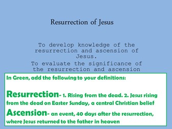 Lesson on the resurrection of Jesus