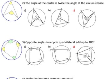 Circle Theorems - separate questions