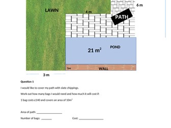 Problem solving task for compound area with rectangles.