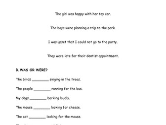 Was vs were verb inflections _ Powerpoint and worksheet