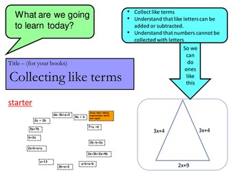 Complete lesson - collecting like terms