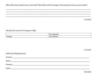 KS3 (Activate) Health and Lifestyle Topic Review (or Test Recovery Questions/Cover Lesson)