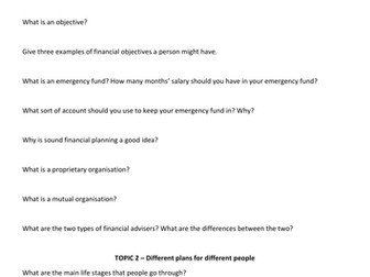 LIBF CEFE Unit 2 PMM revision questions for Topic 1, 2 and 3