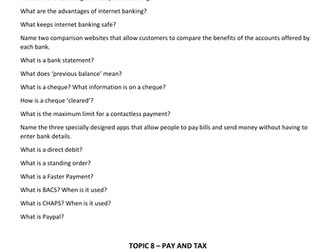 LIBF CEFE Unit 2 PMM revision questions for Topics 7, 8 and 9