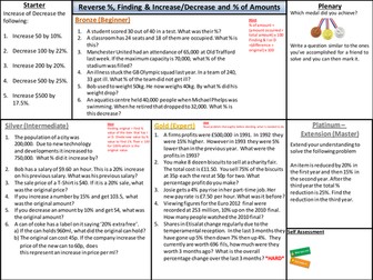 Reverse %, Finding & Increase or Decrease and % of Amounts