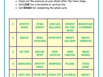 Fitness Bingo