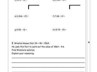 Dividing Decimals by integers