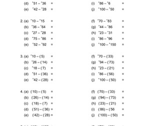 Subtraction of Integers