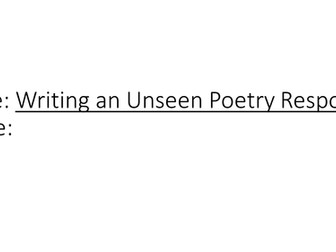 Workshop for AQA Lit Paper 2, Q 27.1 Unseen Poetry