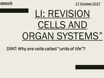 Cells and Organ systems Revision quiz