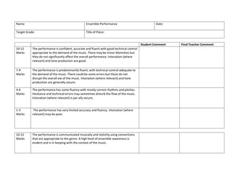 OCR GCSE Music Performance Assessment